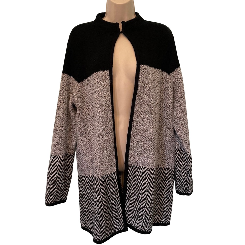 Chico's Womens Color Block Duster Length Cardigan Size M (Chico's 1) Herringbone
